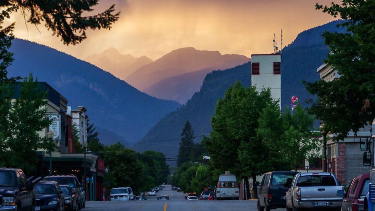 Mountain Backdrop With Cool Light in Revelstoke
