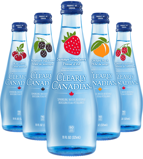 Clearly Canadian - Five 325ml Bottles - Sparkling Mineral Water and All Four Flavours